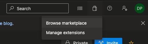Very not obvious shopping bag icon to select for finding and managing extensions